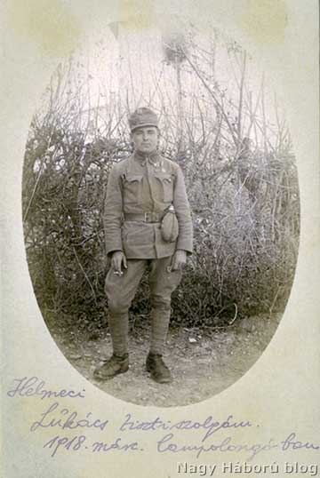 Helmeci Lukács, Kókay László tisztiszolgája 1918. március 23-án Campolongóban készült fotója